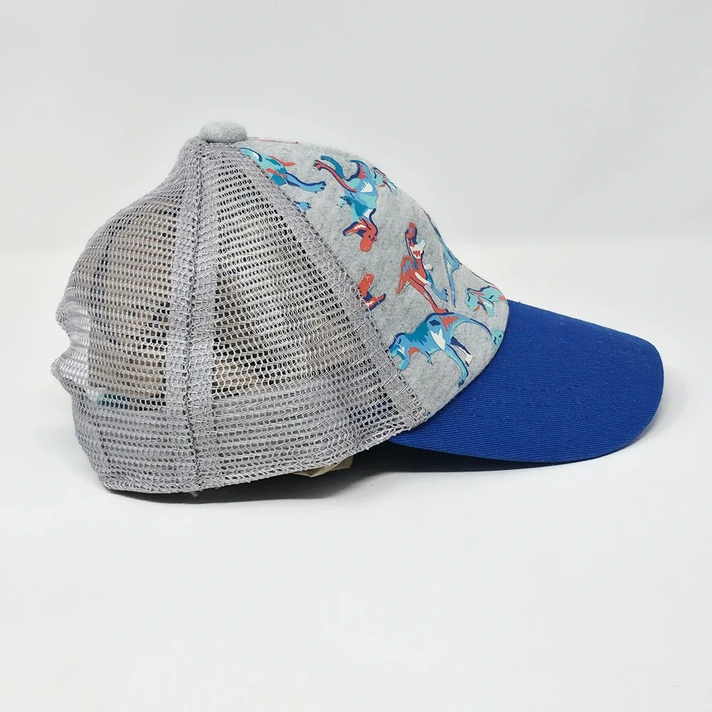Dinosaur Print Trucker Hat Toddler Boys OS Blue Grey Mesh Snapback Cap Outdoor